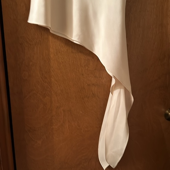 Lafayette 148 Silk Blouse - high button neck & tie at waist or hip. Cream - Picture 5 of 5